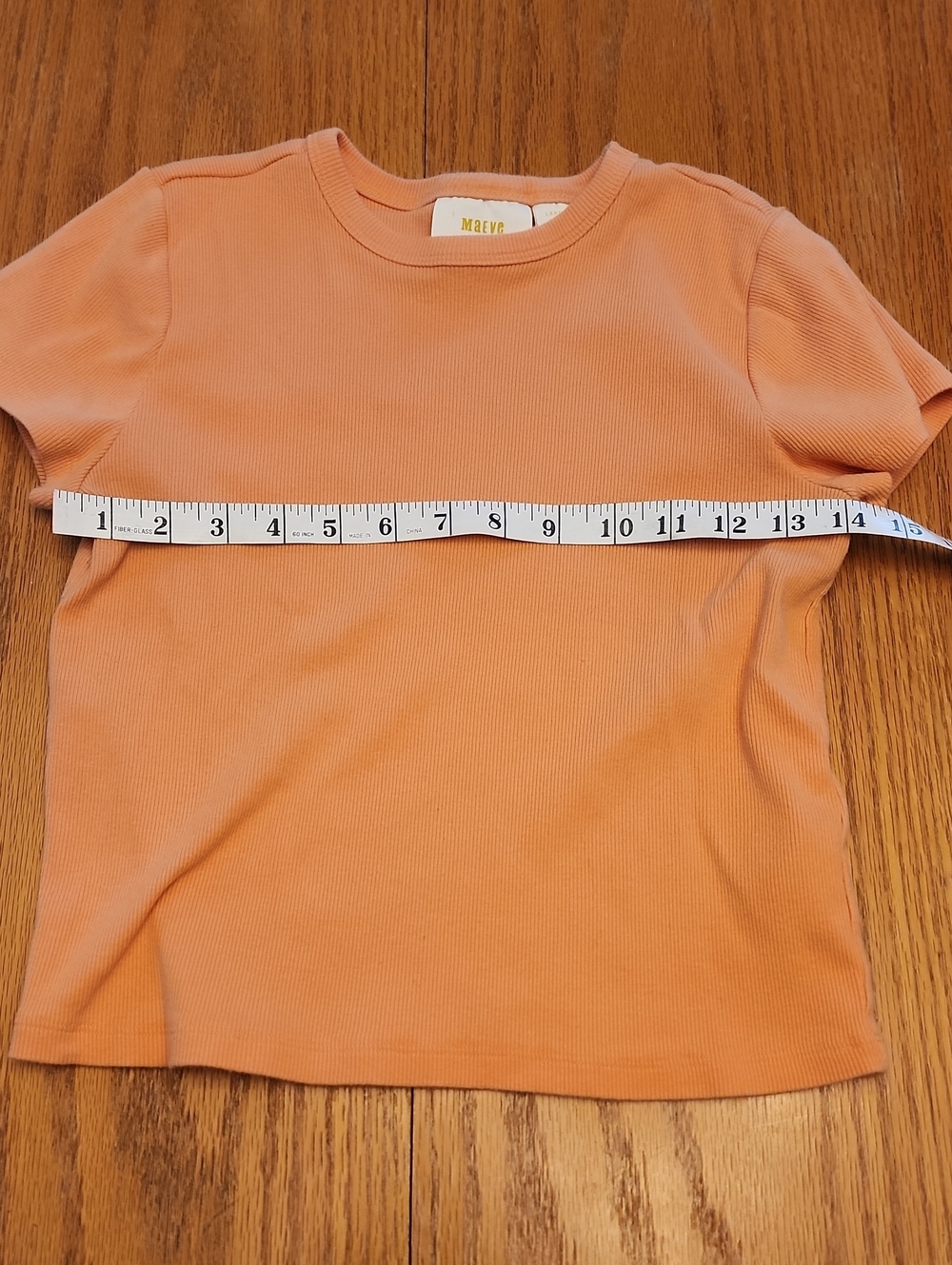 Anthropologie Women's Orange Short Sleeve Cropped Ribbed Tee - Picture 9 of 16